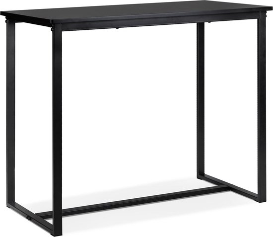 Alterego Hoge design tafel / statafel 'MINERVA' in zwart hout en metaal - 120x60 cm