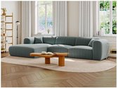 Bol.com Vente-unique Grote hoekbank met hoek links van blauwe stof met textuur POGNI van Maison Céphy aanbieding