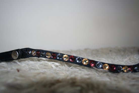 MHSports wave Frontal cuir noir - Aubergine/gris/bronze - complet (41,5 cm) - avec fermeture à bouton-poussoir