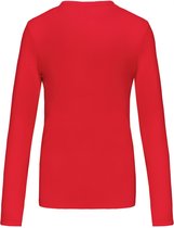 T-shirt Dames XL Kariban V-hals Lange mouw Red 100% Katoen
