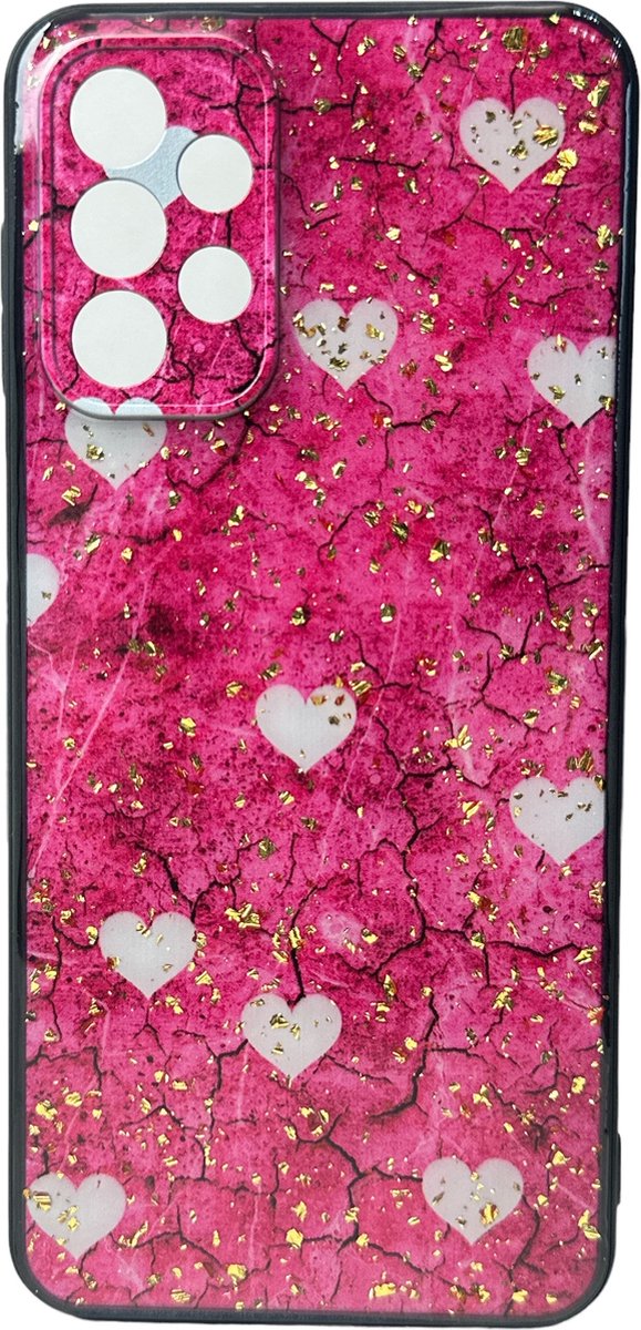 Silicone Hoesje Print - Backcover - Geschikt voor Samsung Galaxy A23 4G & 5G - Roze Hartjes