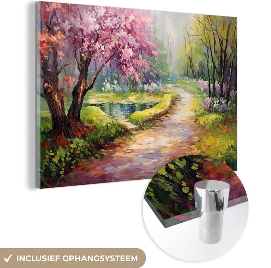 Foto: Muchowow glasschilderij 30x20 cm schilderij acrylglas watercolor natuur bomen kunst bloemen foto op glas muurdecoratie woonkamer wanddecoratie slaapkamer schilderijen