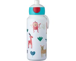 Mepal Pop-up drinkfles Campus - 400 ml - Sluit goed af - Drinkbeker voor kinderen - Animal Friends
