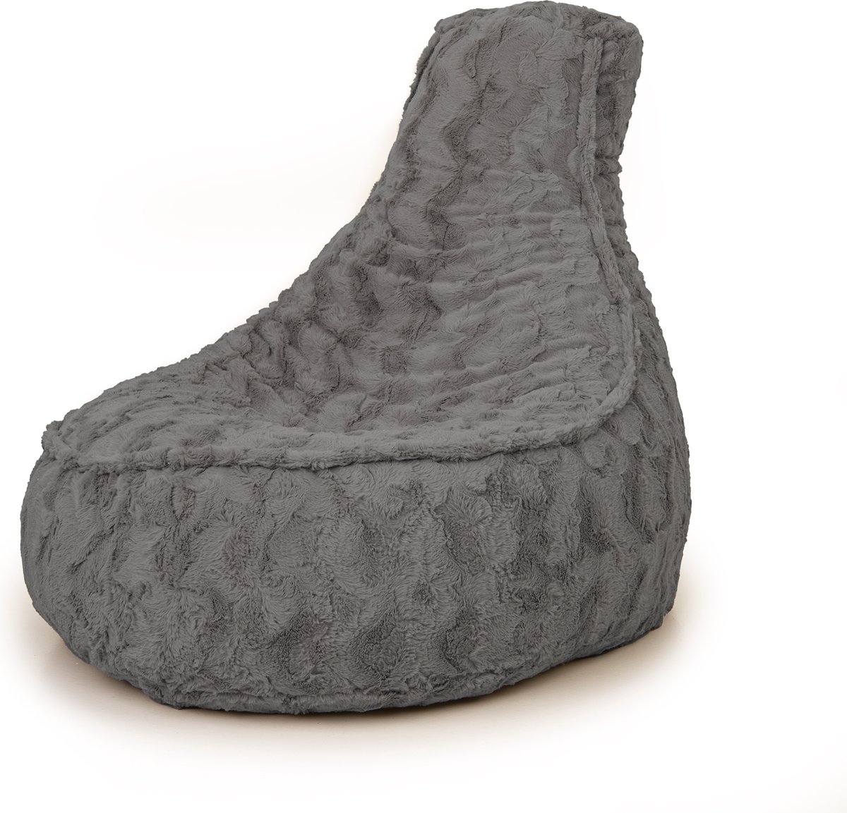 Drop & Sit - zitzak/stoel - stijlvolle bontlook (faux) - Noa JR - antraciet - 100 Liter