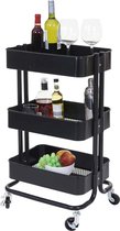 Bol.com Cosmo Casa Serveerwagen - Keukentrolley - Barkar - Theewagen - Transportkar - Zwart - Zonder Handvat aanbieding