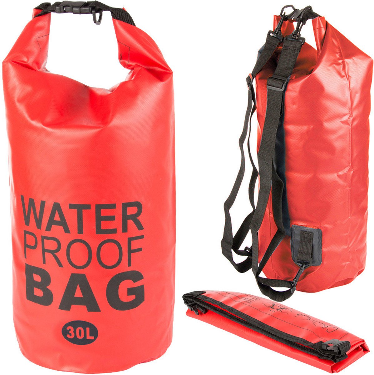 Drybag 30 liter - Rood - Rugzak waterdicht - Droogtas zwemmen - Tas strand