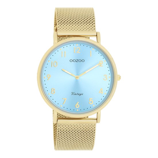 Goudkleurige OOZOO horloge met goudkleurige metalen mesh armband - C20343