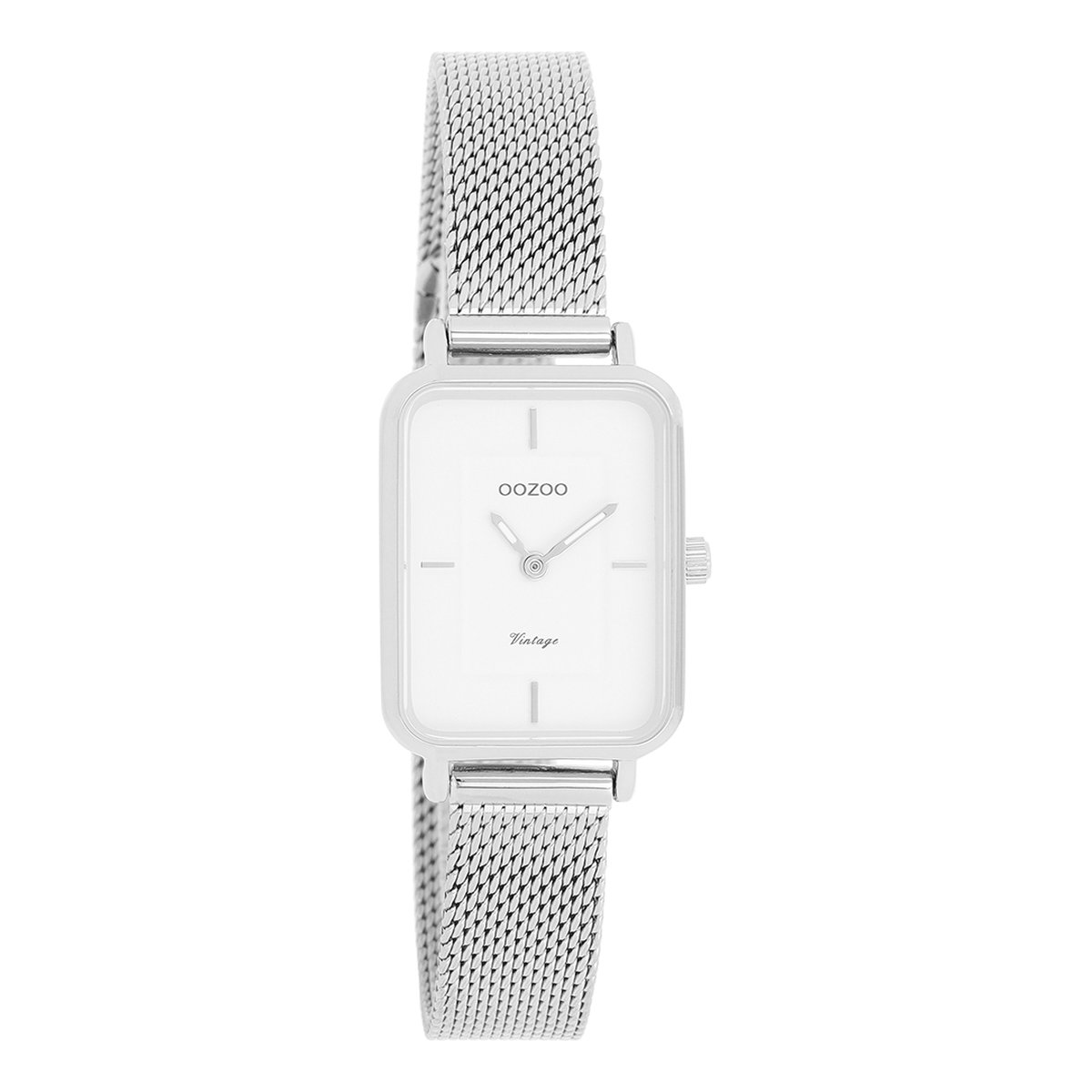 Zilverkleurige OOZOO horloge met zilverkleurige metalen mesh armband - C20350