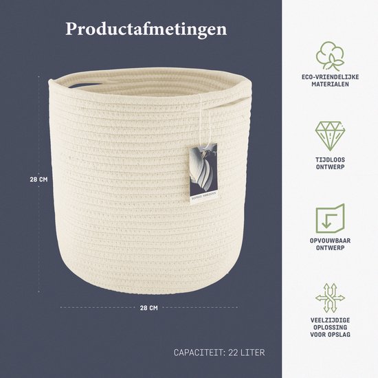 Bestseller #1 Basket by Sophie Paniers à linge - Panier de Rangement Goteborg ( Wit Petit) - Panier à Linge - Paniers à Linge - Sac à Linge - 22 L