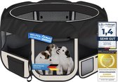 Dierenbox Puppyren Pen; XXL buitenverblijf voor honden, katten, konijnen en kleine dieren binnen en buiten (Zwart - Beige)