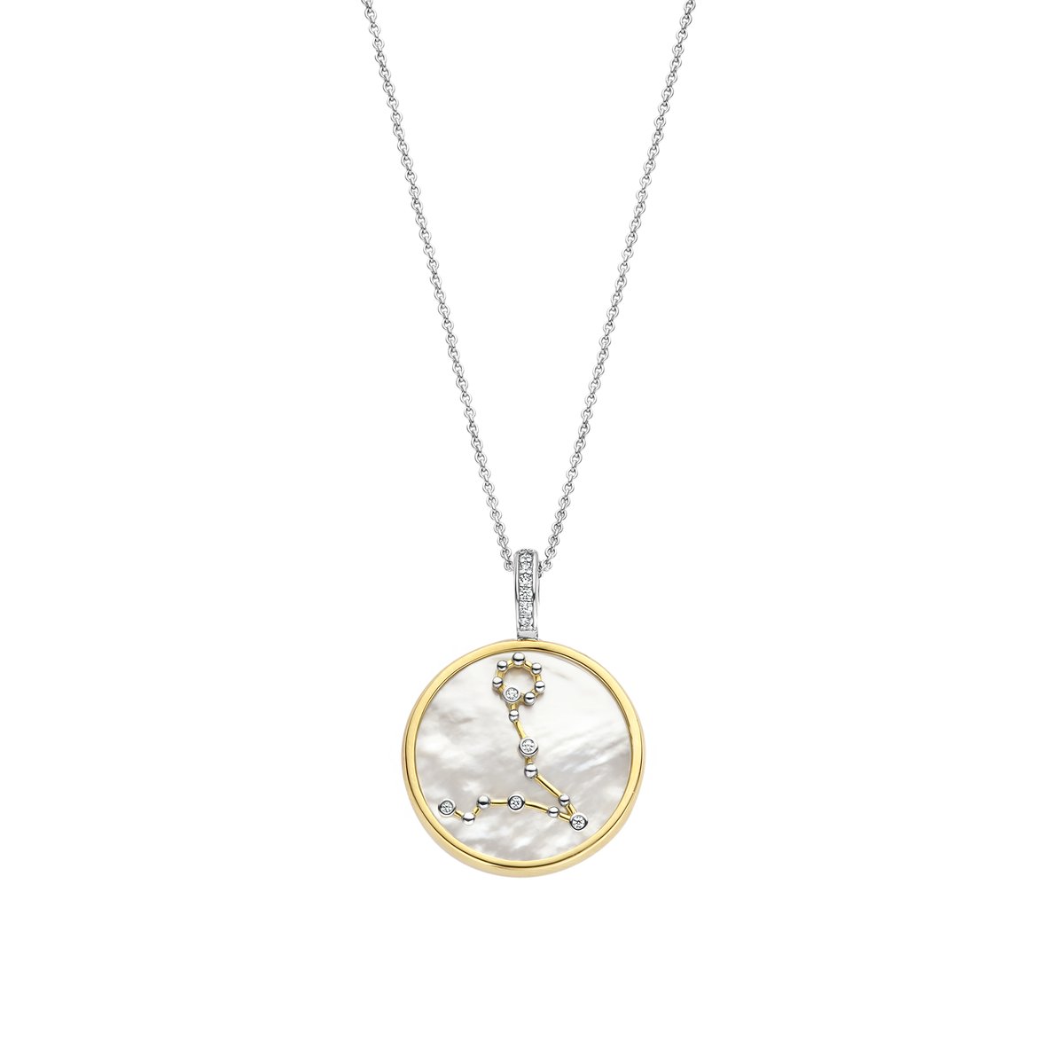 TI SENTO Dames Hanger - 925 zilver - Vissen - Parelmoer met geel verguld - 6826PI