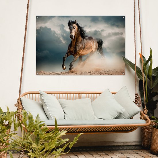 Tuinposter - Tuindoek - Tuinposters buiten - Paard - Dieren - Bruin - Natuur - 120x80 cm - Tuin