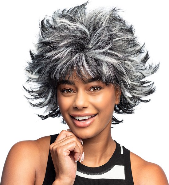 Boland - Pruik Wild Wanda Grijs - Steil - Kort - Vrouwen - - 80's & 90's