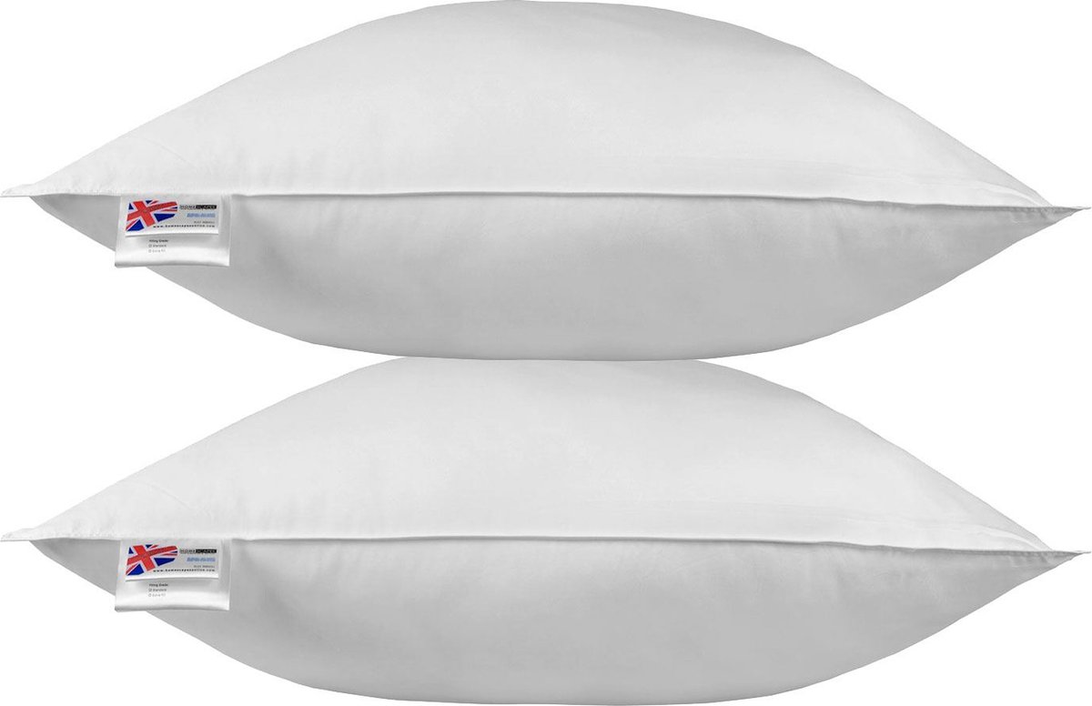 Homescapes Hoofdkussens 80x80 cm – Set van 2 – Medium Zacht – Supermicrovezel – Hypoallergeen – Voor Zijslaper & Nekklachten Wit