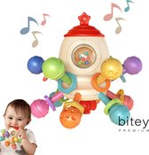 Bitey - Montessori Speelgoed - Bijtring - BPA-vrij - Raket - Educatief - Grijp- en Bijtspeelgoed - Kraam cadeau - Babyshower Cadeau - Baby Speelgoed - Spelen en ontdekken