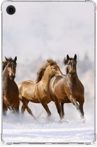 Siliconen Back Cover Geschikt voor Samsung Galaxy Tab A9 Plus Hoesje Paarden met doorzichte zijkanten