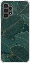 Casimoda® hoesje - Geschikt voor Samsung Galaxy A13 4G - Monstera Leaves - Shockproof case - Extra sterk - TPU/polycarbonaat - Groen, Transparant