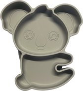 Koala siliconen baby bordje met vakjes en zuignap - Grijs - Kinderservies - Babybordje - Kinderbordje - Baby servies - Babybestek - Oven, vriezer en vaatwasserbestendig - BPA en PVC vrij bord