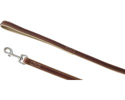 KARLIE FLAMINGO Comfort Hondenriem / Hondenlijn - Echt Leder - Bruin - M - Breedte: 18 mm - Lengte: 100 cm