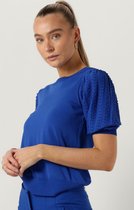 Jansen Amsterdam K136 Knitted Top 3/4 Puffed Sleeve Tops & T-shirts Dames - Shirt - Blauw - Maat XXL