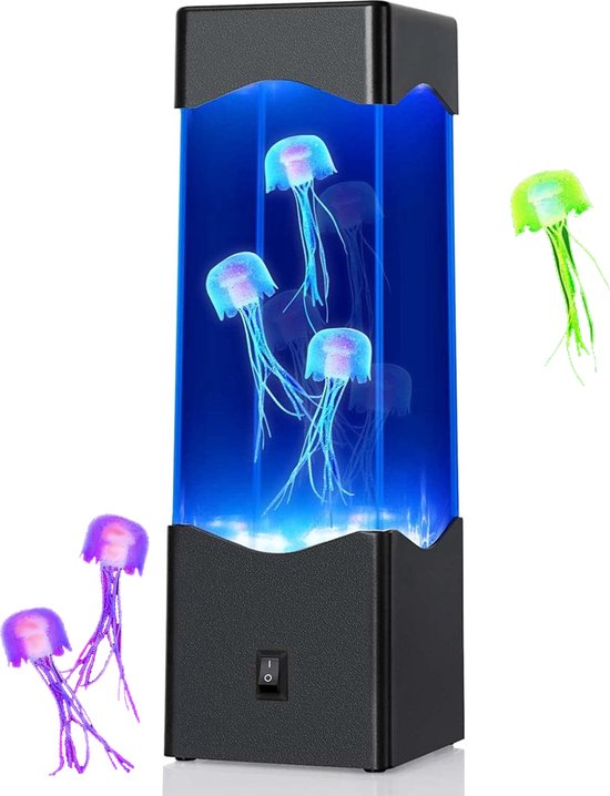 Te Amo Jellyfish Lamp - Lavalamp met 3 lichtgevende kwallen - kwallen aquarium - RGB 7 Kleuren - Slaapkamer Lamp nachtkastje