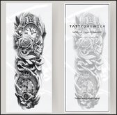 Nep tattoo sleeve rozen, doodskoppen & klokken | Tattoo sleeve voor volwassenen | Blijft 5 dagen zitten | tattforaweek