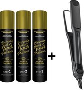 BraziliCious Honey Therapy Keratine 3 x 1000 ml + Max Pro Keratin Shine Stijltang - Keratine Behandeling - Hair Straightener - Alle Haartypes - Levenslange Garantie