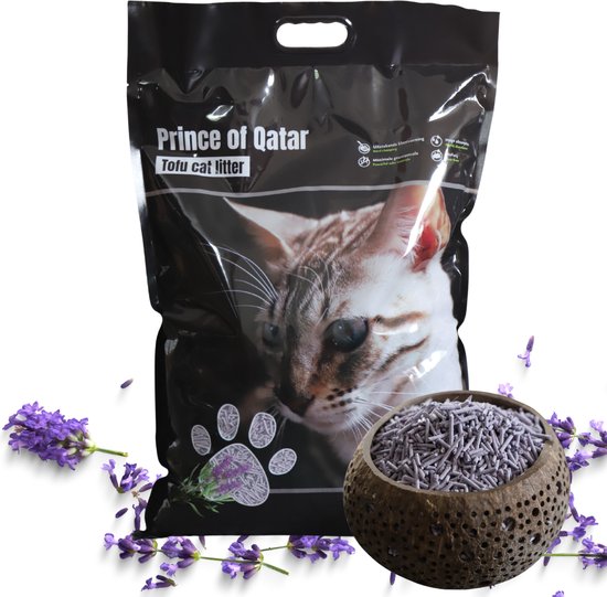 Foto: Cat litter prince of qatar lavendel tofu kattenbakvulling 12l 5kg milieuvriendelijke biologisch afbreekbaar klontvormend