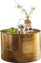 table basse RAHI 61 x 40,5 x 61 cm Table d'appoint aluminium doré ronde orientale | Table basse plate martelée en métal Table Basse Design Moderne | Table basse indienne Stubentische Klein