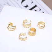 Jumada's - 5-delige set - Gouden Fake Helix Piercings - Klem Oorbellen Oorpiercings - Nep Helix Ringetjes - Gemaakt van Metaal