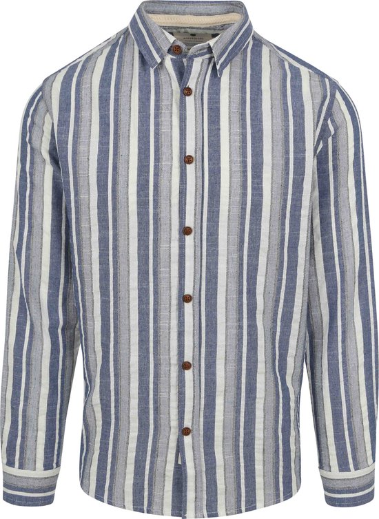 Anerkjendt - Overhemd Leif Strepen Blauw - Heren - Regular-fit