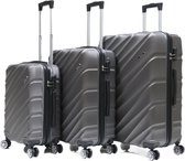 Kofferset Traveleo Babij - 3-delig- met cijferslot - Complete Set - Koffer - Handbagage 35L + 65L en 90L Ruimbagage - ABS05 - grijs