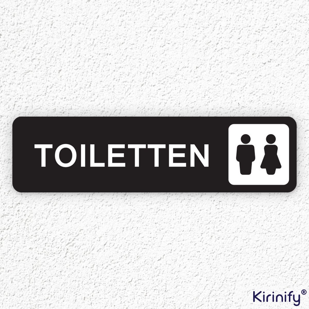 Kirinify - WC Bordje 15 x 4 cm - Toiletten man vrouw - Zelfklevend zwart toilet bordje - Gegraveerd