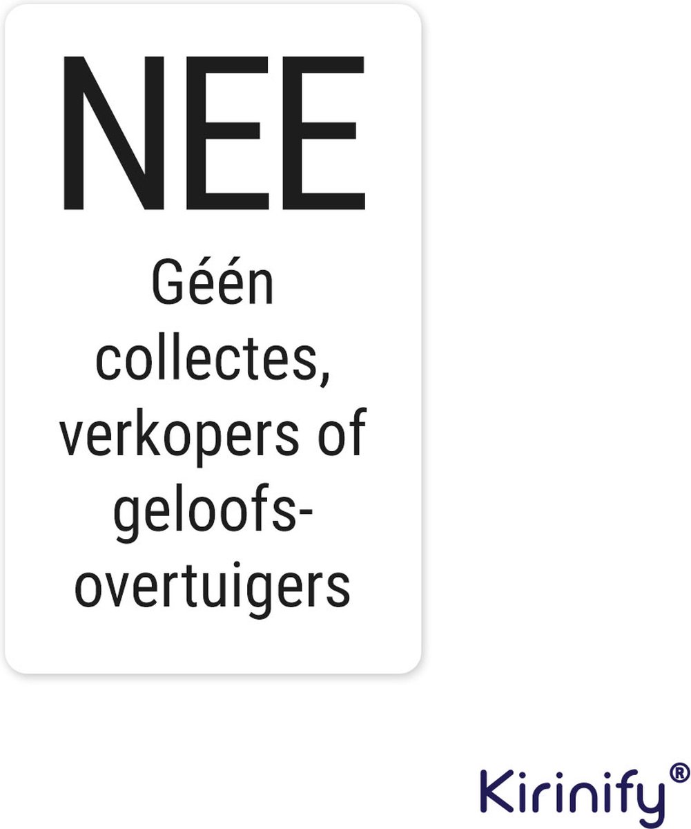 Colportage sticker - Geen collecte verkopers of geloofsovertuigers - Premium kwaliteit - 8 x 5 cm – Wit