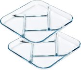 Glazen ruit, portieborden voor volwassenen, portiecontroleplaten voor gewichtsverlies (23 cm x 2,8 cm vierkante gedeelde plaat-xf)