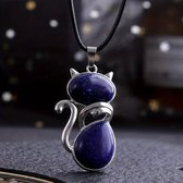 Lapis Lazuli - Kat vormige ketting van natuurlijke helende kristalsteen edelsteen - katten