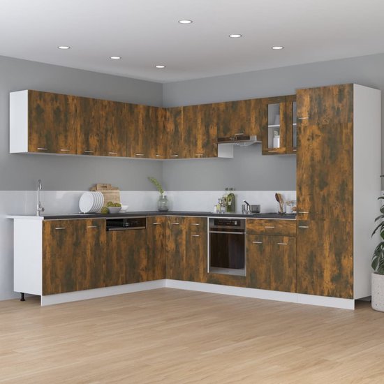 vidaXL Wandkast 158x18x53 cm bewerkt hout gerookt eikenkleurig, opbergkast, keukenkastje, hangende wandkast, keukenkast, zwevende wandkast