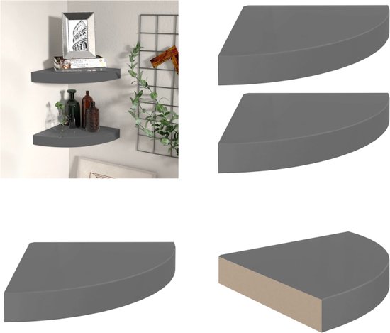 vidaXL Hoekwandschappen 4 st 25x25x3,8 cm MDF betongrijs vidaXL Hoekwandschappen 4 st 25x25x3,8 cm MDF betongrijs
