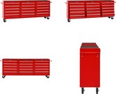 vidaXL Gereedschapswagen met 15 lades staal rood - Gereedschapswagen - Gereedschapswagen - Gereedschapstrolley - Gereedschapstrolley's