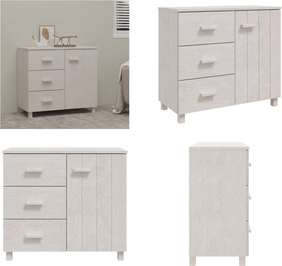 vidaXL Dressoir HAMAR 90x40x80 cm massief grenenhout wit - Dressoir - Dressoirs - Kast - Dressoirkast