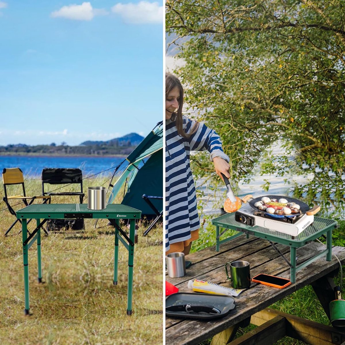 Anbte Table De Camping Pliante Avec Rangement Net Table De Pique-Nique