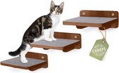 Klimwand katten I kattentrap set van 3 I wand klimmuur I kattenladder I extra onderdelen voor katten muur klimmen I maat M | krabpaal hout modern