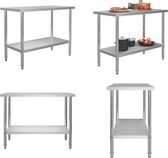 vidaXL Keukenwerktafel 120x60x85 cm roestvrij staal - Werktafel - Werktafels - Keukenwerktafel - Keukenwerktafels