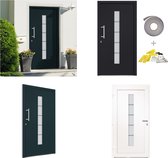 vidaXL Voordeur 100x200 cm aluminium en PVC antraciet - Toegangsdeur - Toegangsdeuren - Ingangsdeur - Ingangsdeuren