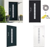vidaXL Voordeur 100x210 cm aluminium en PVC antraciet - Toegangsdeur - Toegangsdeuren - Ingangsdeur - Ingangsdeuren