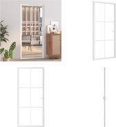 vidaXL Binnendeur 93x201-5 cm ESG-glas en aluminium wit - Binnendeur - Binnendeuren - Deur - Deuren