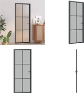 vidaXL Binnendeur 83x201-5 cm matglas en aluminium zwart - Binnendeur - Binnendeuren - Deur - Deuren