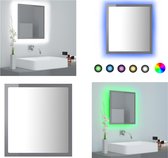 vidaXL Badkamerspiegel LED 40x8-5x37 cm acryl hoogglans grijs - Spiegel - Spiegels - Badkamerspiegel - Badkamerspiegels