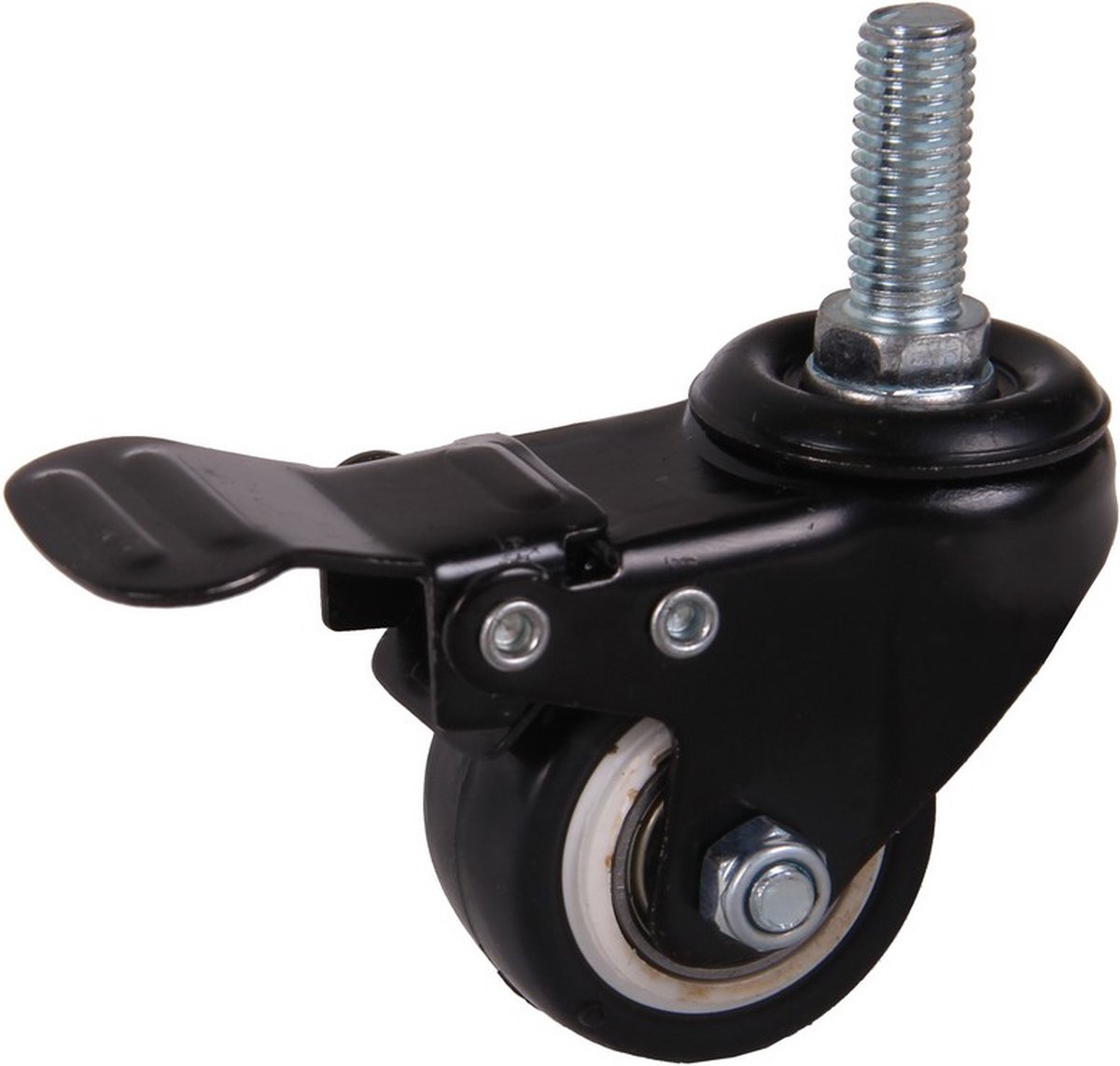 Zwenkwiel met rem PU 40 x 20mm - Draadstang - Meubelwiel - Mammuth