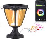 Lueas® - Lampe Solar - Lanterne LED contrôlable par téléphone - avec application - Énergie solaire - Éclairage de chemin - Capteur de lumière - Bluetooth